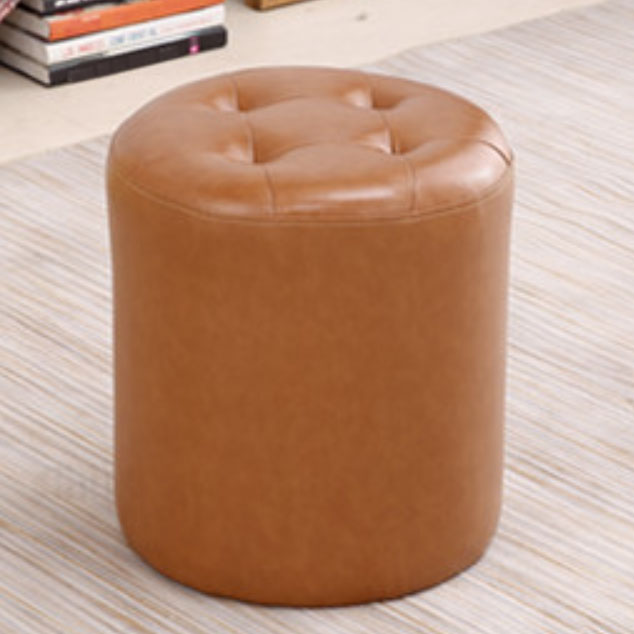 Tufted Ottoman Tear Resistant Faux Leather Contemporary Footstool Ottoman Gold Round 1 Piece Clearhalo 'furn' 'furn_ottomans_poufs' 'Furniture' 'Living Room Furniture' 'Ottomans & Poufs' 'ottomans_poufs' 6033584