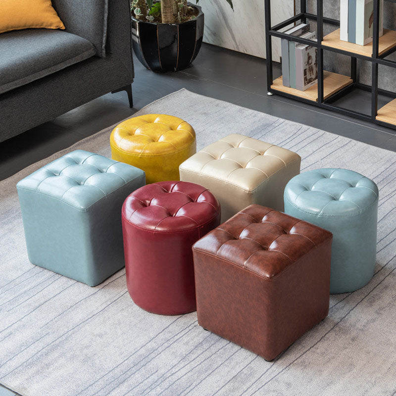 Tufted Ottoman Tear Resistant Faux Leather Contemporary Footstool Ottoman Clearhalo 'furn' 'furn_ottomans_poufs' 'Furniture' 'Living Room Furniture' 'Ottomans & Poufs' 'ottomans_poufs' 6033585
