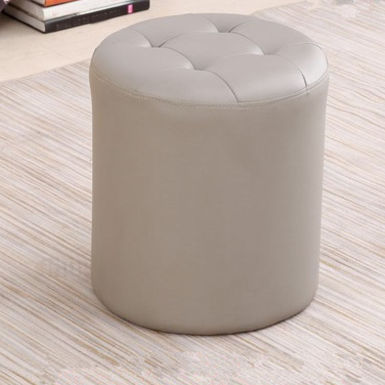 Tufted Ottoman Tear Resistant Faux Leather Contemporary Footstool Ottoman Grey Round 1 Piece Clearhalo 'furn' 'furn_ottomans_poufs' 'Furniture' 'Living Room Furniture' 'Ottomans & Poufs' 'ottomans_poufs' 6033586