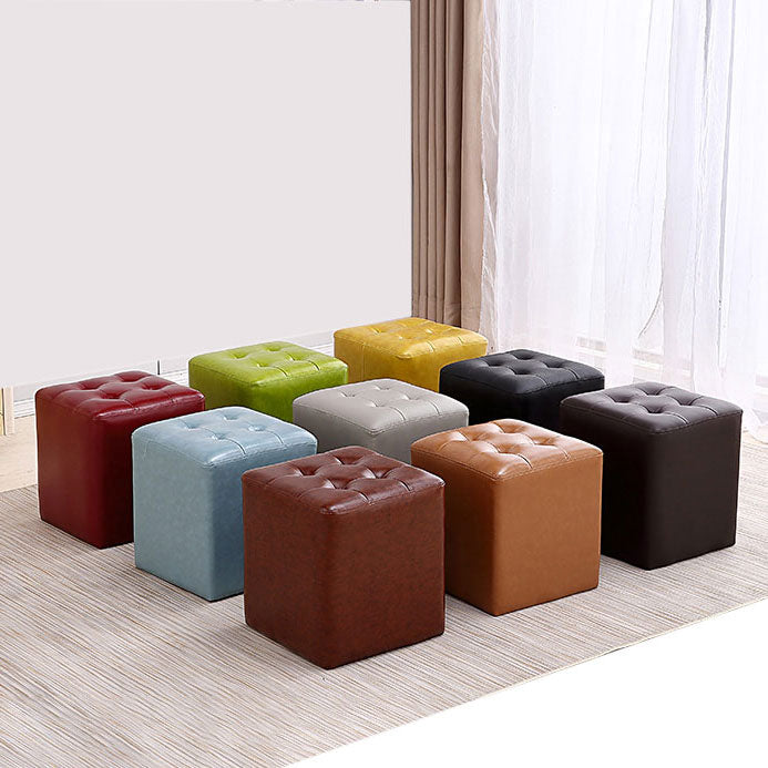 Tufted Ottoman Tear Resistant Faux Leather Contemporary Footstool Ottoman Clearhalo 'furn' 'furn_ottomans_poufs' 'Furniture' 'Living Room Furniture' 'Ottomans & Poufs' 'ottomans_poufs' 6033588