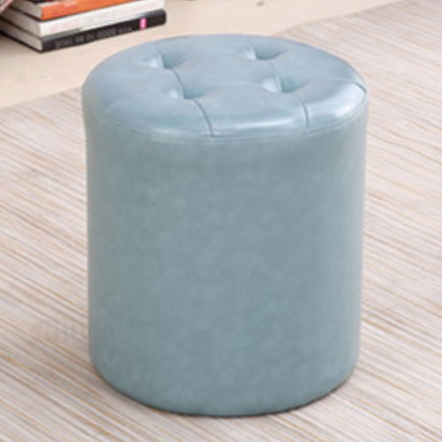 Tufted Ottoman Tear Resistant Faux Leather Contemporary Footstool Ottoman Blue Round 1 Piece Clearhalo 'furn' 'furn_ottomans_poufs' 'Furniture' 'Living Room Furniture' 'Ottomans & Poufs' 'ottomans_poufs' 6033589