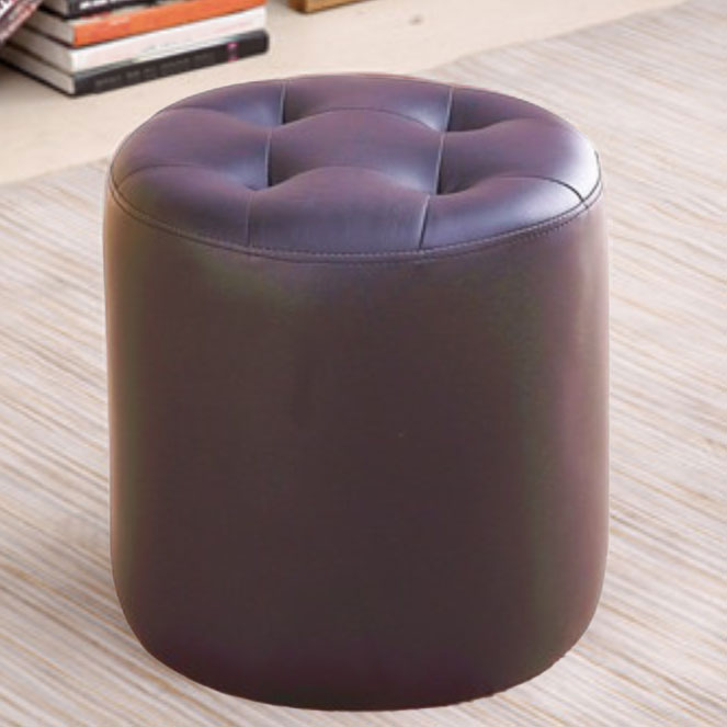Tufted Ottoman Tear Resistant Faux Leather Contemporary Footstool Ottoman Coffee Round 1 Piece Clearhalo 'furn' 'furn_ottomans_poufs' 'Furniture' 'Living Room Furniture' 'Ottomans & Poufs' 'ottomans_poufs' 6033596
