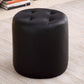 Tufted Ottoman Tear Resistant Faux Leather Contemporary Footstool Ottoman Black Round 1 Piece Clearhalo 'furn' 'furn_ottomans_poufs' 'Furniture' 'Living Room Furniture' 'Ottomans & Poufs' 'ottomans_poufs' 6033601