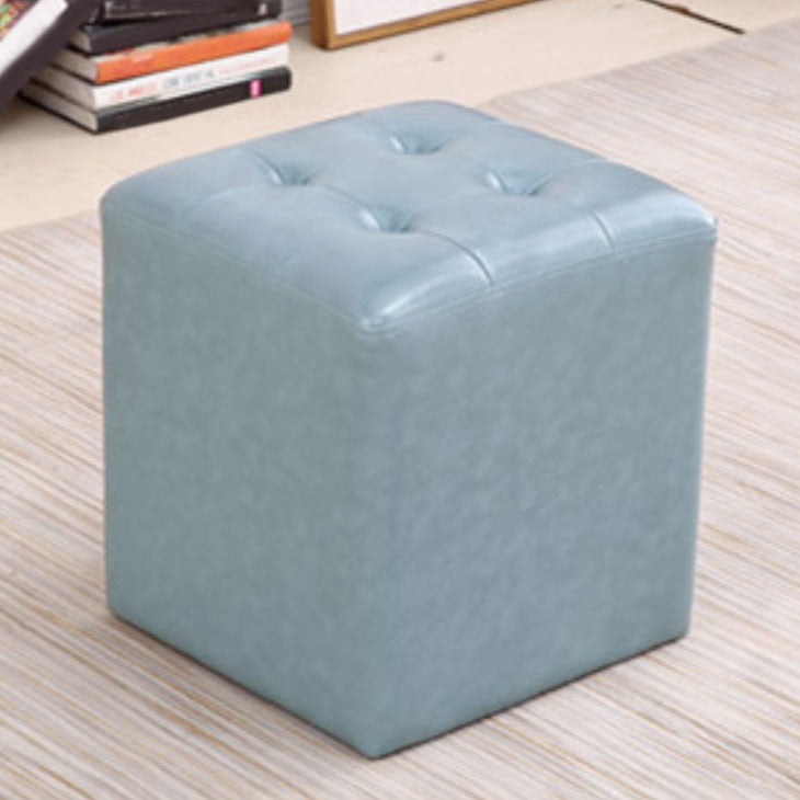 Tufted Ottoman Tear Resistant Faux Leather Contemporary Footstool Ottoman Blue Square 1 Piece Clearhalo 'furn' 'furn_ottomans_poufs' 'Furniture' 'Living Room Furniture' 'Ottomans & Poufs' 'ottomans_poufs' 6033605