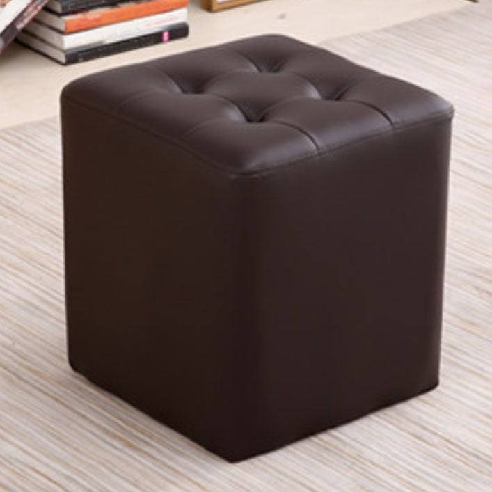 Tufted Ottoman Tear Resistant Faux Leather Contemporary Footstool Ottoman Coffee Square 1 Piece Clearhalo 'furn' 'furn_ottomans_poufs' 'Furniture' 'Living Room Furniture' 'Ottomans & Poufs' 'ottomans_poufs' 6033607