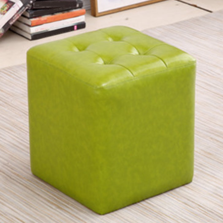 Tufted Ottoman Tear Resistant Faux Leather Contemporary Footstool Ottoman Green Square 1 Piece Clearhalo 'furn' 'furn_ottomans_poufs' 'Furniture' 'Living Room Furniture' 'Ottomans & Poufs' 'ottomans_poufs' 6033609