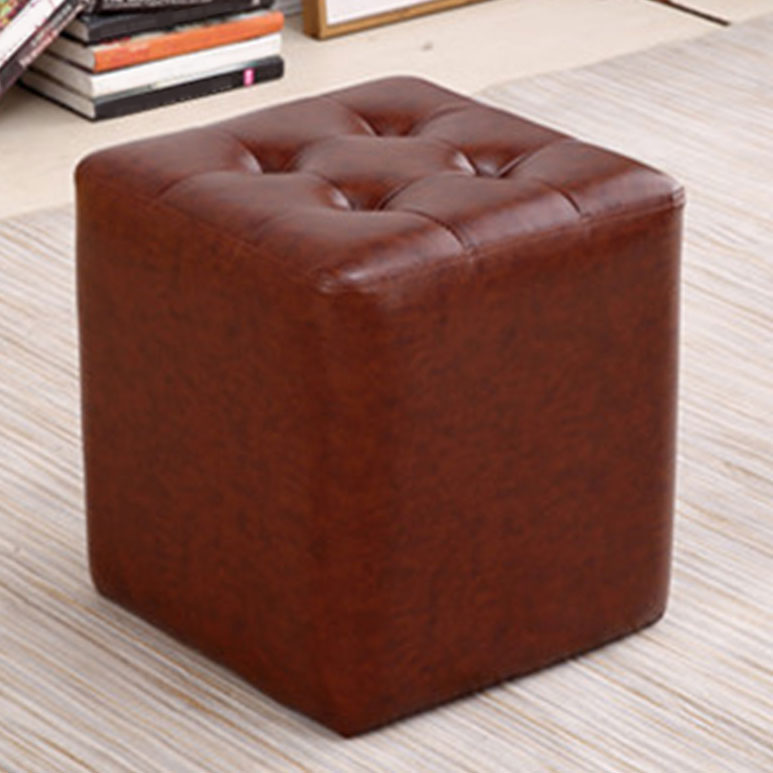 Tufted Ottoman Tear Resistant Faux Leather Contemporary Footstool Ottoman Brown Square 1 Piece Clearhalo 'furn' 'furn_ottomans_poufs' 'Furniture' 'Living Room Furniture' 'Ottomans & Poufs' 'ottomans_poufs' 6033613