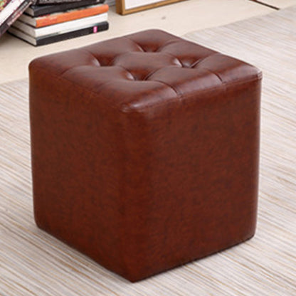 Tufted Ottoman Tear Resistant Faux Leather Contemporary Footstool Ottoman Brown Square 1 Piece Clearhalo 'furn' 'furn_ottomans_poufs' 'Furniture' 'Living Room Furniture' 'Ottomans & Poufs' 'ottomans_poufs' 6033613