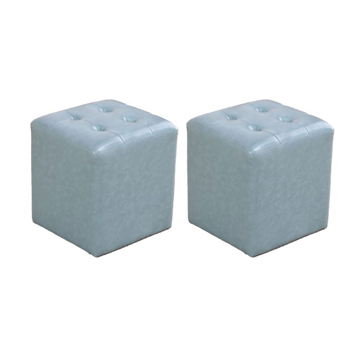 Tufted Ottoman Tear Resistant Faux Leather Contemporary Footstool Ottoman Blue Square 2 Piece Set Clearhalo 'furn' 'furn_ottomans_poufs' 'Furniture' 'Living Room Furniture' 'Ottomans & Poufs' 'ottomans_poufs' 6033615