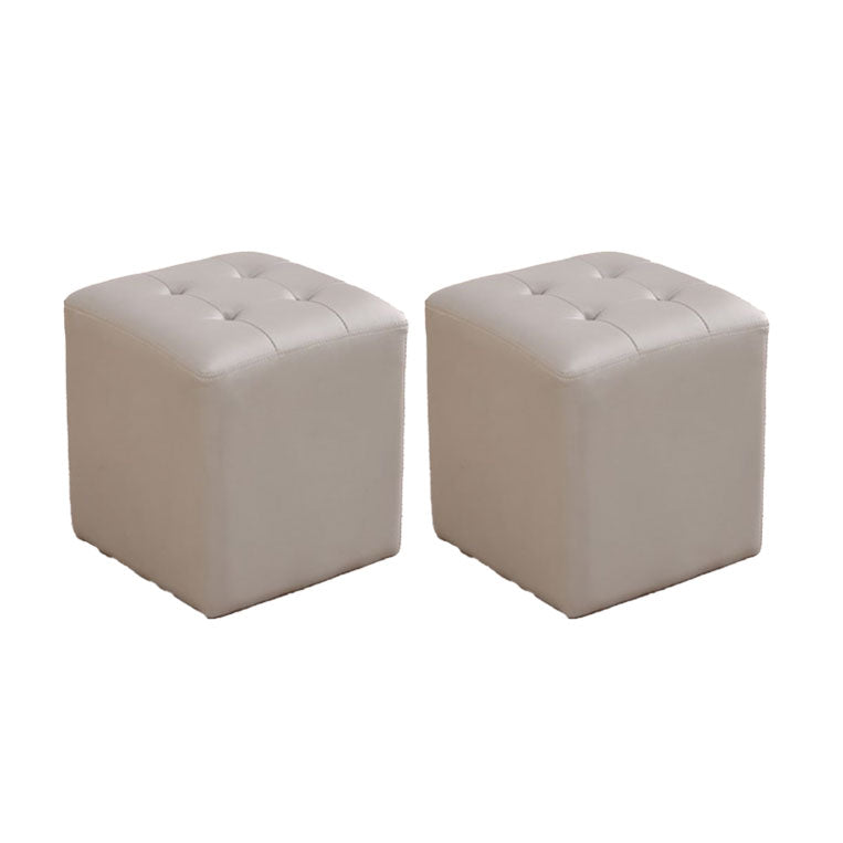 Tufted Ottoman Tear Resistant Faux Leather Contemporary Footstool Ottoman Grey Square 2 Piece Set Clearhalo 'furn' 'furn_ottomans_poufs' 'Furniture' 'Living Room Furniture' 'Ottomans & Poufs' 'ottomans_poufs' 6033617