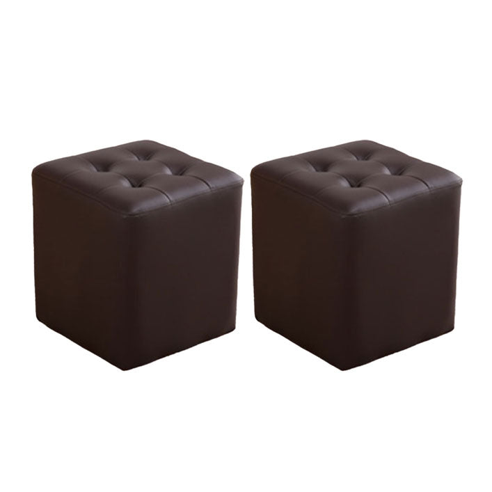 Tufted Ottoman Tear Resistant Faux Leather Contemporary Footstool Ottoman Coffee Square 2 Piece Set Clearhalo 'furn' 'furn_ottomans_poufs' 'Furniture' 'Living Room Furniture' 'Ottomans & Poufs' 'ottomans_poufs' 6033622
