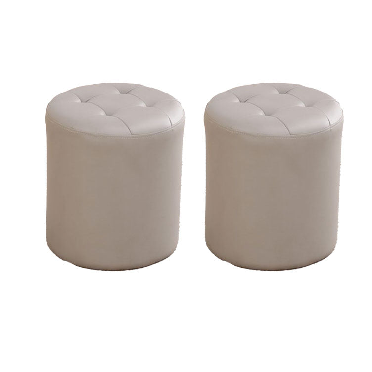 Tufted Ottoman Tear Resistant Faux Leather Contemporary Footstool Ottoman Grey Round 2 Piece Set Clearhalo 'furn' 'furn_ottomans_poufs' 'Furniture' 'Living Room Furniture' 'Ottomans & Poufs' 'ottomans_poufs' 6033625