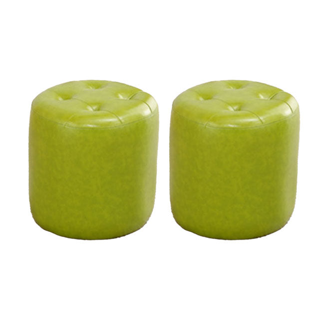 Tufted Ottoman Tear Resistant Faux Leather Contemporary Footstool Ottoman Green Round 2 Piece Set Clearhalo 'furn' 'furn_ottomans_poufs' 'Furniture' 'Living Room Furniture' 'Ottomans & Poufs' 'ottomans_poufs' 6033632