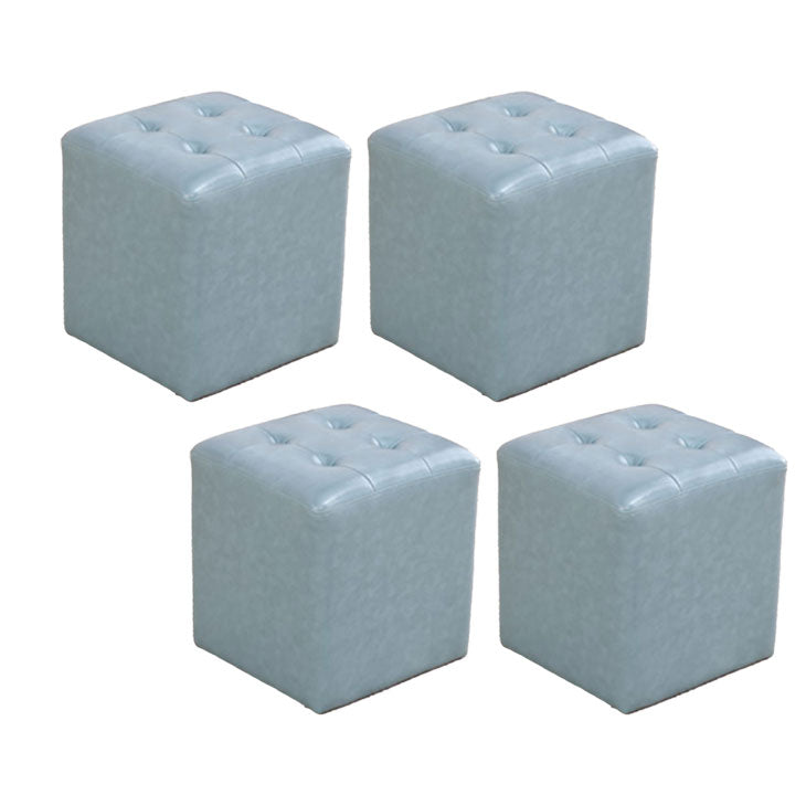 Tufted Ottoman Tear Resistant Faux Leather Contemporary Footstool Ottoman Blue Square 4 Piece Set Clearhalo 'furn' 'furn_ottomans_poufs' 'Furniture' 'Living Room Furniture' 'Ottomans & Poufs' 'ottomans_poufs' 6033634