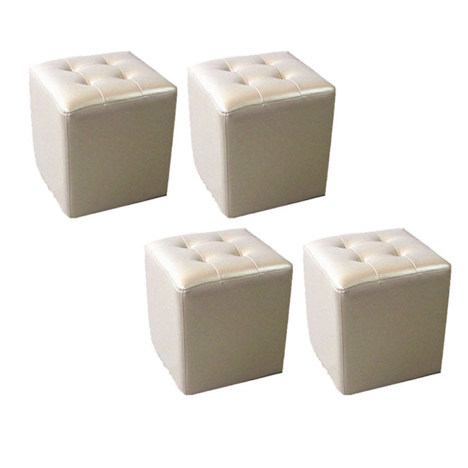 Tufted Ottoman Tear Resistant Faux Leather Contemporary Footstool Ottoman Champagne Square 4 Piece Set Clearhalo 'furn' 'furn_ottomans_poufs' 'Furniture' 'Living Room Furniture' 'Ottomans & Poufs' 'ottomans_poufs' 6033635