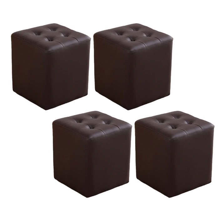Tufted Ottoman Tear Resistant Faux Leather Contemporary Footstool Ottoman Coffee Square 4 Piece Set Clearhalo 'furn' 'furn_ottomans_poufs' 'Furniture' 'Living Room Furniture' 'Ottomans & Poufs' 'ottomans_poufs' 6033637