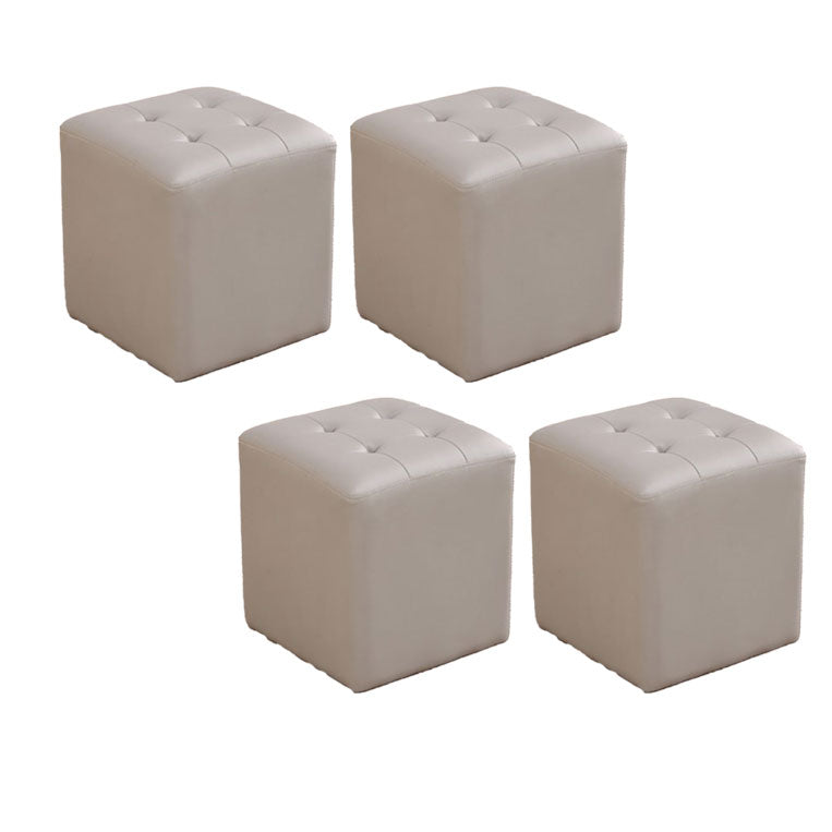 Tufted Ottoman Tear Resistant Faux Leather Contemporary Footstool Ottoman Grey Square 4 Piece Set Clearhalo 'furn' 'furn_ottomans_poufs' 'Furniture' 'Living Room Furniture' 'Ottomans & Poufs' 'ottomans_poufs' 6033640