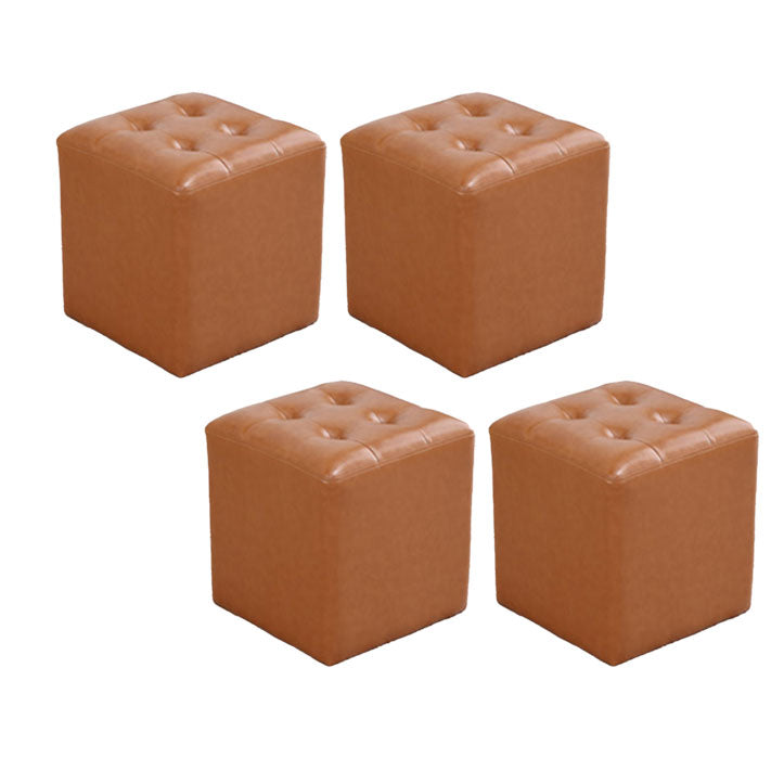 Tufted Ottoman Tear Resistant Faux Leather Contemporary Footstool Ottoman Gold Square 4 Piece Set Clearhalo 'furn' 'furn_ottomans_poufs' 'Furniture' 'Living Room Furniture' 'Ottomans & Poufs' 'ottomans_poufs' 6033641