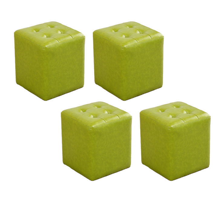 Tufted Ottoman Tear Resistant Faux Leather Contemporary Footstool Ottoman Green Square 4 Piece Set Clearhalo 'furn' 'furn_ottomans_poufs' 'Furniture' 'Living Room Furniture' 'Ottomans & Poufs' 'ottomans_poufs' 6033643