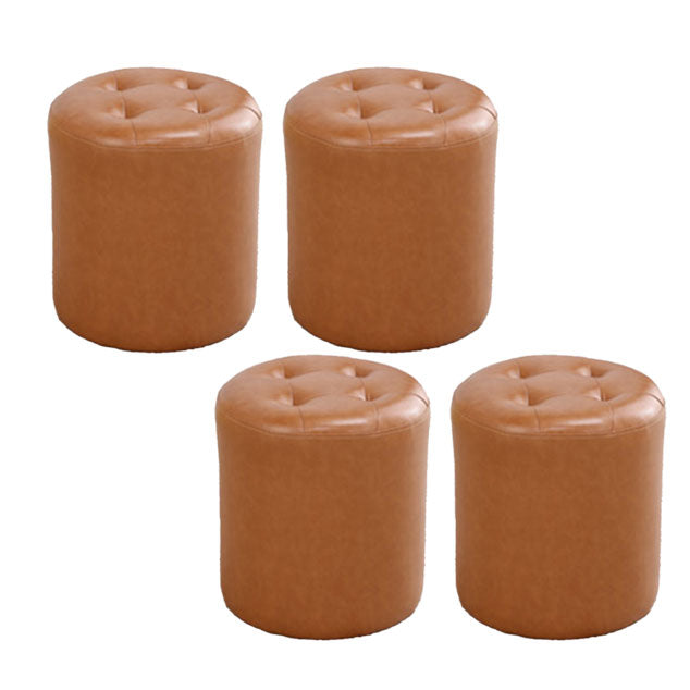 Tufted Ottoman Tear Resistant Faux Leather Contemporary Footstool Ottoman Gold Round 4 Piece Set Clearhalo 'furn' 'furn_ottomans_poufs' 'Furniture' 'Living Room Furniture' 'Ottomans & Poufs' 'ottomans_poufs' 6033644