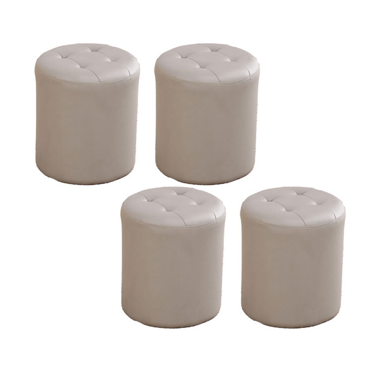 Tufted Ottoman Tear Resistant Faux Leather Contemporary Footstool Ottoman Grey Round 4 Piece Set Clearhalo 'furn' 'furn_ottomans_poufs' 'Furniture' 'Living Room Furniture' 'Ottomans & Poufs' 'ottomans_poufs' 6033645