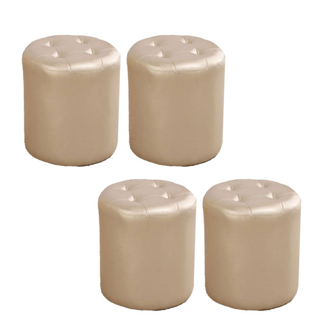 Tufted Ottoman Tear Resistant Faux Leather Contemporary Footstool Ottoman Champagne Round 4 Piece Set Clearhalo 'furn' 'furn_ottomans_poufs' 'Furniture' 'Living Room Furniture' 'Ottomans & Poufs' 'ottomans_poufs' 6033646