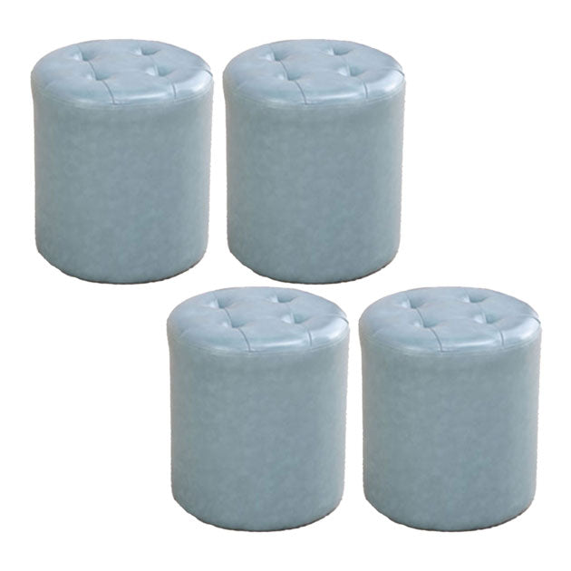 Tufted Ottoman Tear Resistant Faux Leather Contemporary Footstool Ottoman Blue Round 4 Piece Set Clearhalo 'furn' 'furn_ottomans_poufs' 'Furniture' 'Living Room Furniture' 'Ottomans & Poufs' 'ottomans_poufs' 6033647