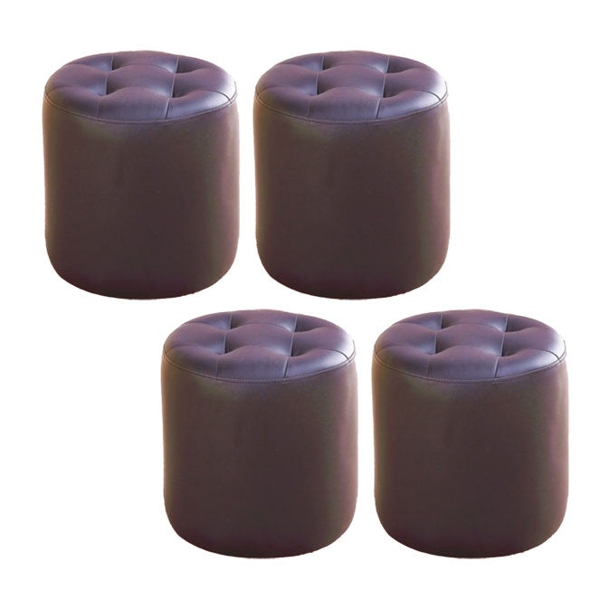Tufted Ottoman Tear Resistant Faux Leather Contemporary Footstool Ottoman Coffee Round 4 Piece Set Clearhalo 'furn' 'furn_ottomans_poufs' 'Furniture' 'Living Room Furniture' 'Ottomans & Poufs' 'ottomans_poufs' 6033650
