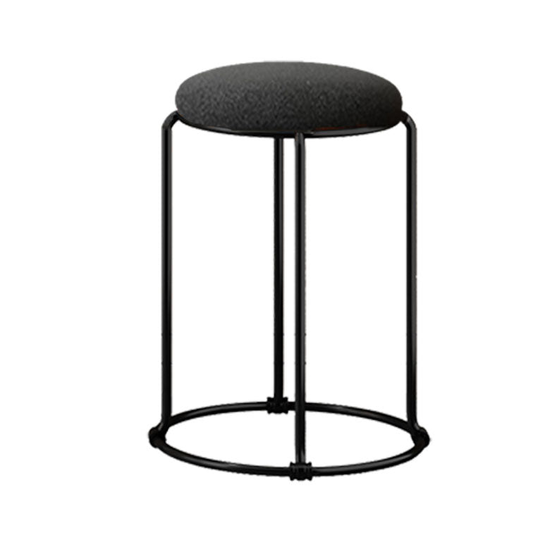 Modern Ottoman Velvet Upholstered Tear Resistant Round Ottoman with Chair Legs Black 1 Piece Clearhalo 'furn' 'furn_ottomans_poufs' 'Furniture' 'Living Room Furniture' 'Ottomans & Poufs' 'ottomans_poufs' 6033659