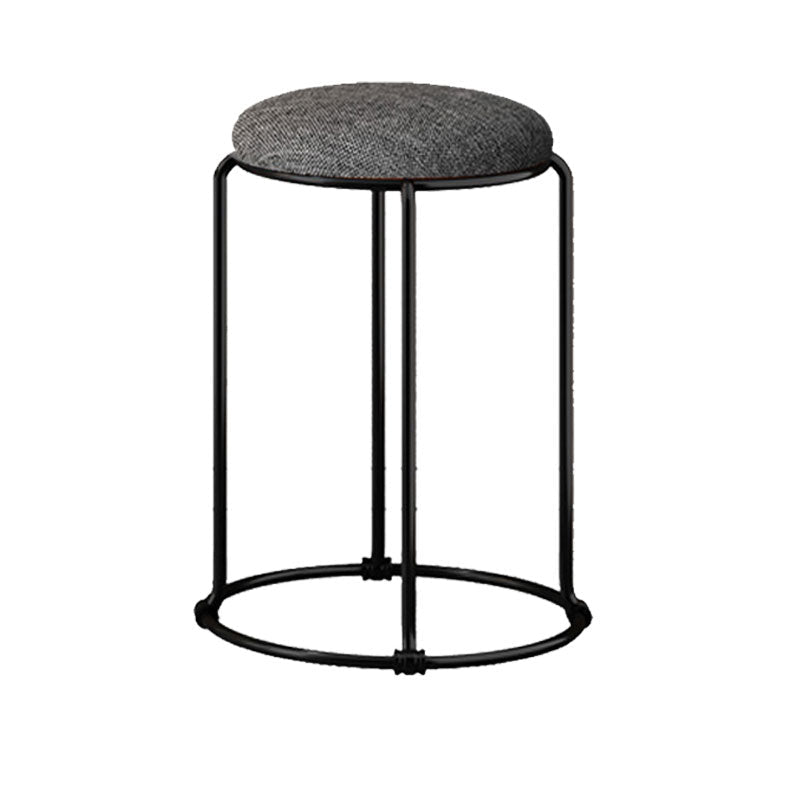 Modern Ottoman Velvet Upholstered Tear Resistant Round Ottoman with Chair Legs Light Grey 1 Piece Clearhalo 'furn' 'furn_ottomans_poufs' 'Furniture' 'Living Room Furniture' 'Ottomans & Poufs' 'ottomans_poufs' 6033660