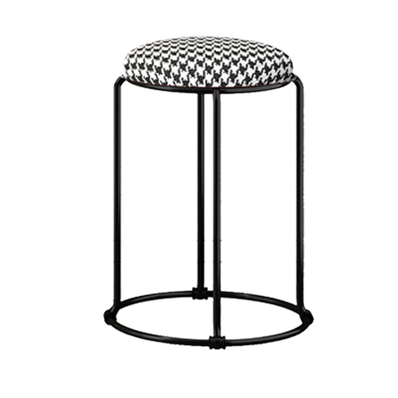 Modern Ottoman Velvet Upholstered Tear Resistant Round Ottoman with Chair Legs Black White 1 Piece Clearhalo 'furn' 'furn_ottomans_poufs' 'Furniture' 'Living Room Furniture' 'Ottomans & Poufs' 'ottomans_poufs' 6033662