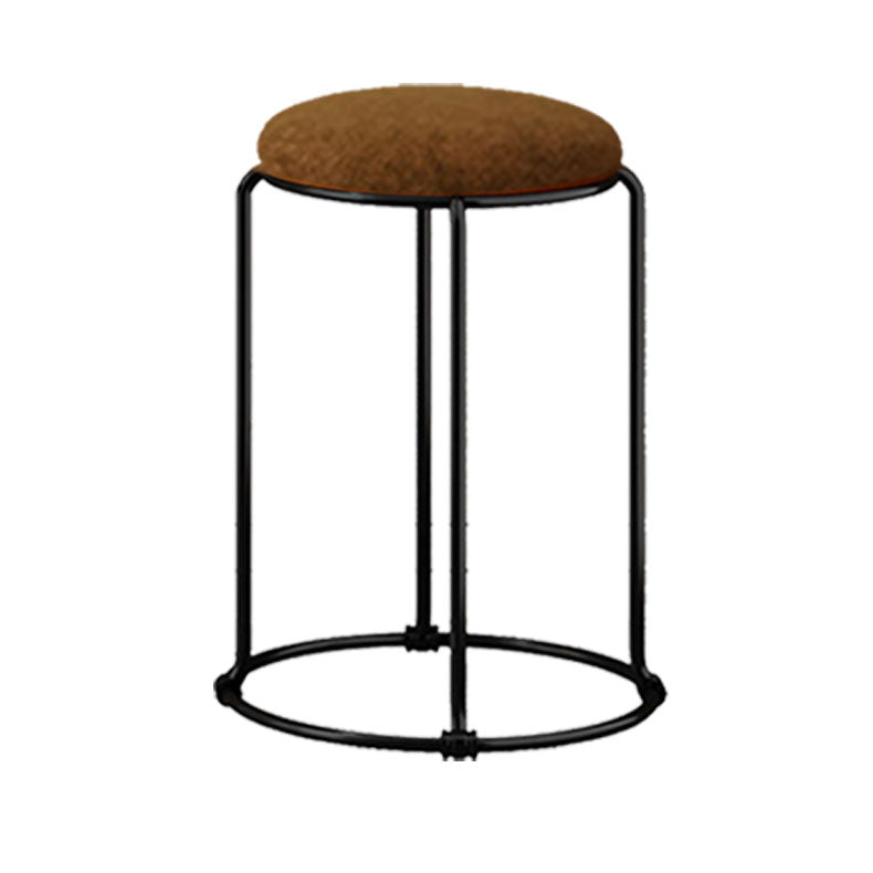 Modern Ottoman Velvet Upholstered Tear Resistant Round Ottoman with Chair Legs Tan 1 Piece Clearhalo 'furn' 'furn_ottomans_poufs' 'Furniture' 'Living Room Furniture' 'Ottomans & Poufs' 'ottomans_poufs' 6033665