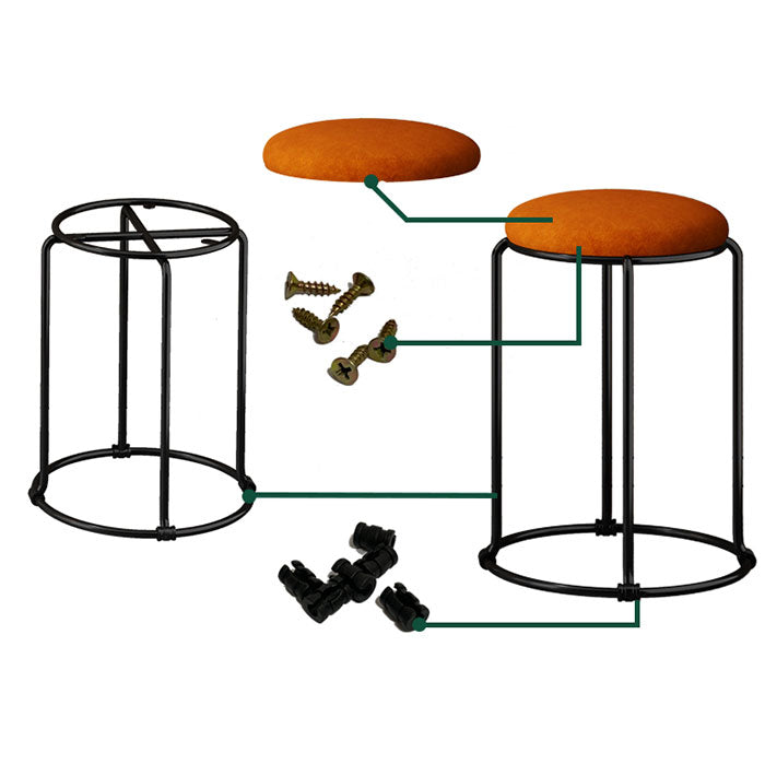 Modern Ottoman Velvet Upholstered Tear Resistant Round Ottoman with Chair Legs Clearhalo 'furn' 'furn_ottomans_poufs' 'Furniture' 'Living Room Furniture' 'Ottomans & Poufs' 'ottomans_poufs' 6033667