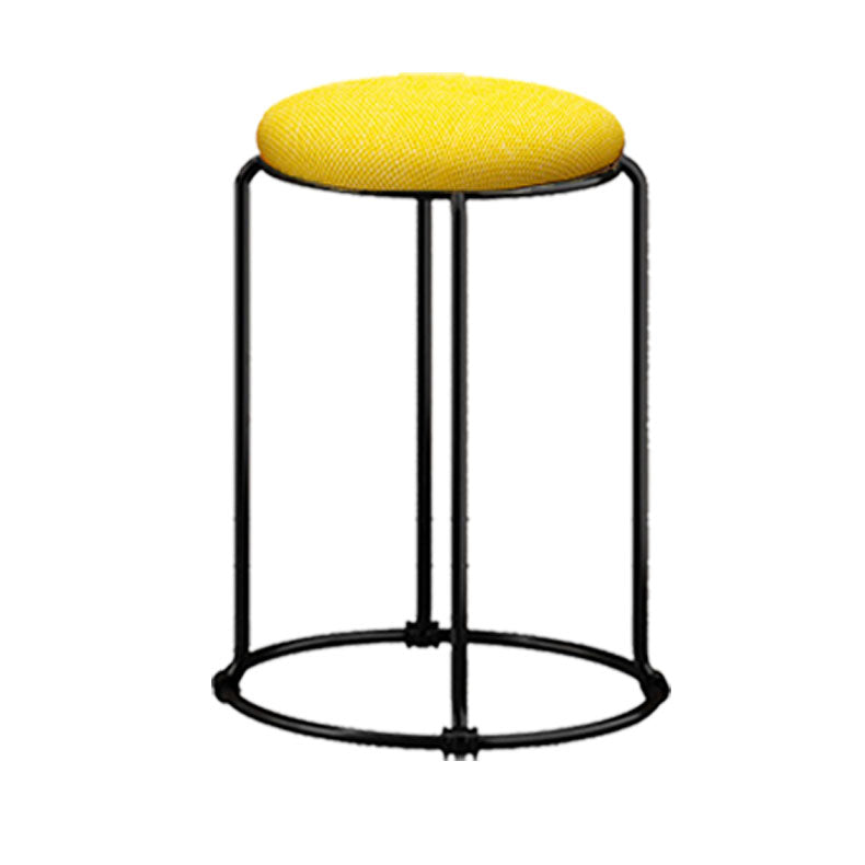 Modern Ottoman Velvet Upholstered Tear Resistant Round Ottoman with Chair Legs Yellow 1 Piece Clearhalo 'furn' 'furn_ottomans_poufs' 'Furniture' 'Living Room Furniture' 'Ottomans & Poufs' 'ottomans_poufs' 6033668