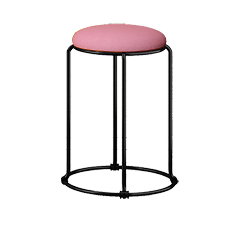 Modern Ottoman Velvet Upholstered Tear Resistant Round Ottoman with Chair Legs Pink 1 Piece Clearhalo 'furn' 'furn_ottomans_poufs' 'Furniture' 'Living Room Furniture' 'Ottomans & Poufs' 'ottomans_poufs' 6033670