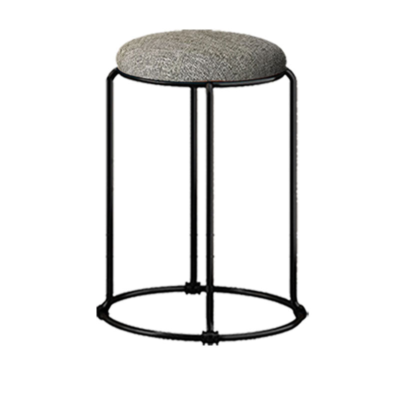 Modern Ottoman Velvet Upholstered Tear Resistant Round Ottoman with Chair Legs Grey White 1 Piece Clearhalo 'furn' 'furn_ottomans_poufs' 'Furniture' 'Living Room Furniture' 'Ottomans & Poufs' 'ottomans_poufs' 6033674