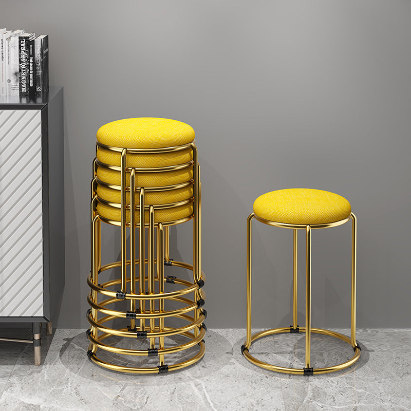 Modern Ottoman Velvet Upholstered Tear Resistant Round Ottoman with Chair Legs Clearhalo 'furn' 'furn_ottomans_poufs' 'Furniture' 'Living Room Furniture' 'Ottomans & Poufs' 'ottomans_poufs' 6033675