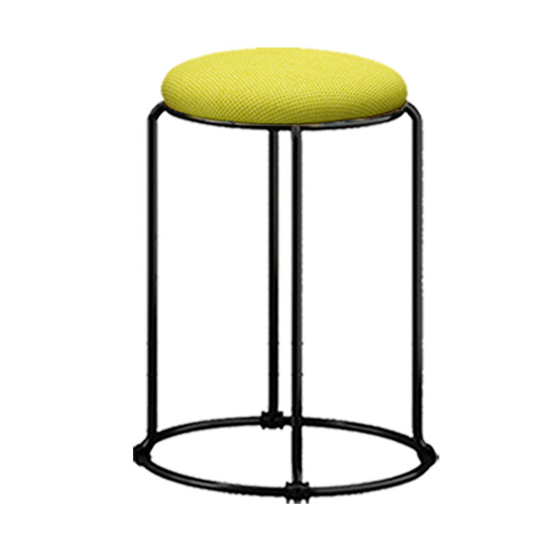 Modern Ottoman Velvet Upholstered Tear Resistant Round Ottoman with Chair Legs Yellow Green 1 Piece Clearhalo 'furn' 'furn_ottomans_poufs' 'Furniture' 'Living Room Furniture' 'Ottomans & Poufs' 'ottomans_poufs' 6033676