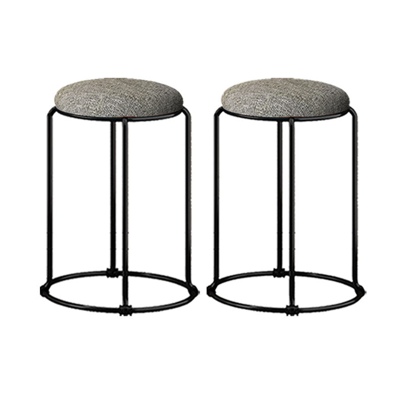 Modern Ottoman Velvet Upholstered Tear Resistant Round Ottoman with Chair Legs Grey White 2 Piece Set Clearhalo 'furn' 'furn_ottomans_poufs' 'Furniture' 'Living Room Furniture' 'Ottomans & Poufs' 'ottomans_poufs' 6033680