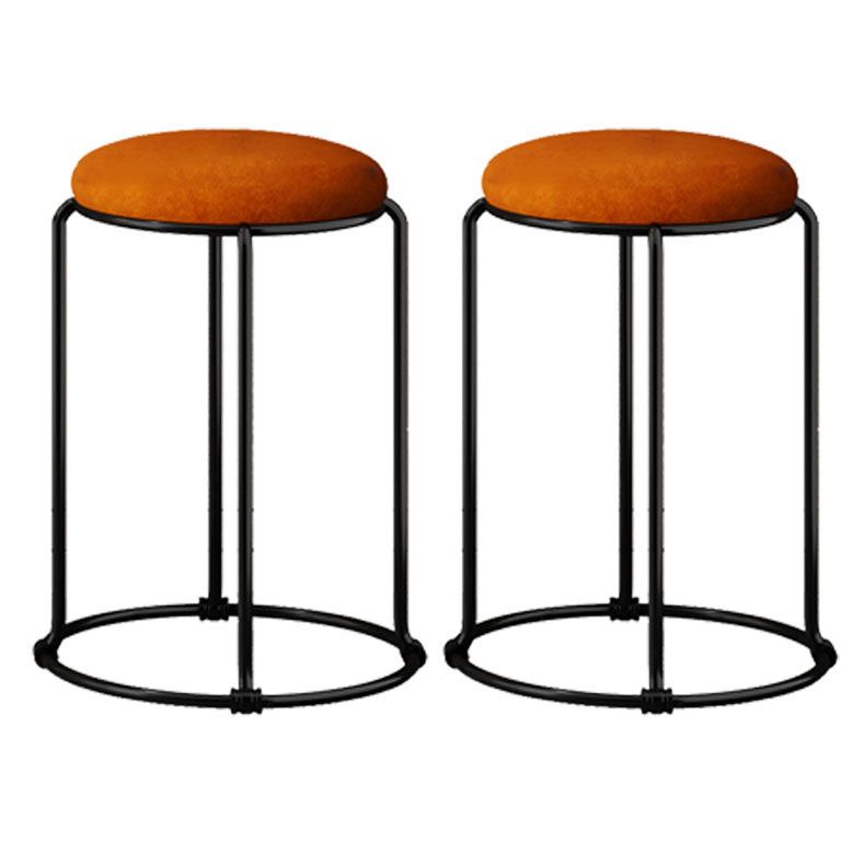 Modern Ottoman Velvet Upholstered Tear Resistant Round Ottoman with Chair Legs Orange 2 Piece Set Clearhalo 'furn' 'furn_ottomans_poufs' 'Furniture' 'Living Room Furniture' 'Ottomans & Poufs' 'ottomans_poufs' 6033681