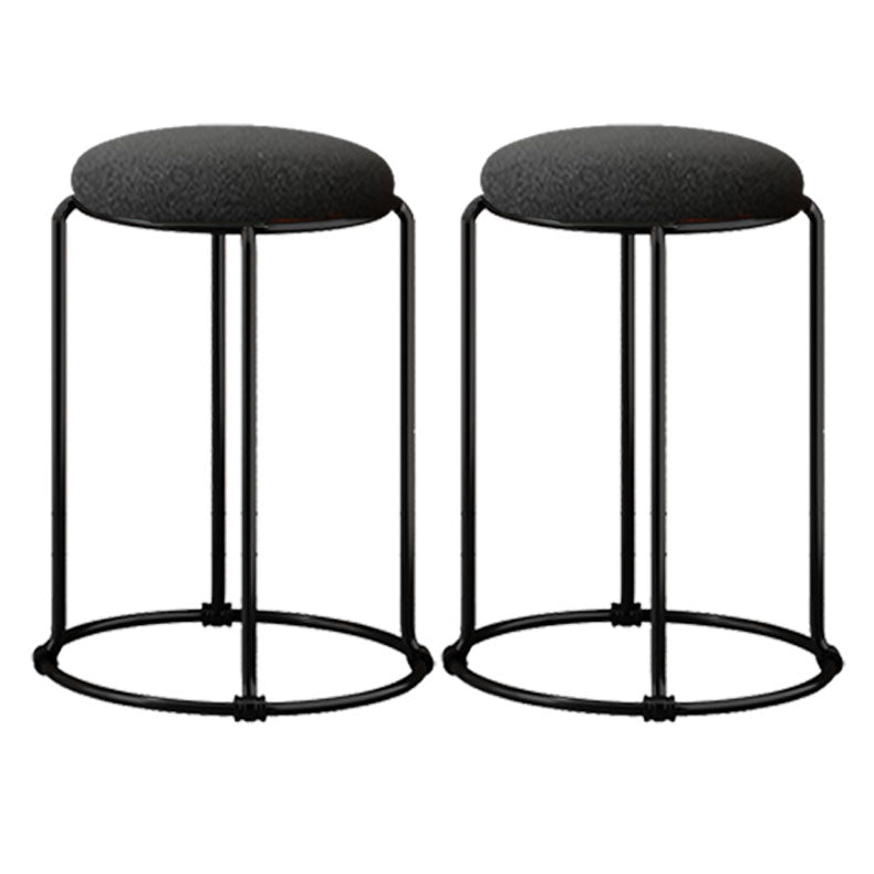 Modern Ottoman Velvet Upholstered Tear Resistant Round Ottoman with Chair Legs Black 2 Piece Set Clearhalo 'furn' 'furn_ottomans_poufs' 'Furniture' 'Living Room Furniture' 'Ottomans & Poufs' 'ottomans_poufs' 6033682