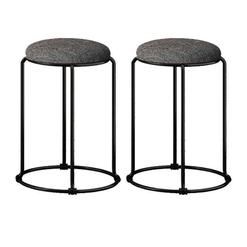 Modern Ottoman Velvet Upholstered Tear Resistant Round Ottoman with Chair Legs Light Grey 2 Piece Set Clearhalo 'furn' 'furn_ottomans_poufs' 'Furniture' 'Living Room Furniture' 'Ottomans & Poufs' 'ottomans_poufs' 6033683