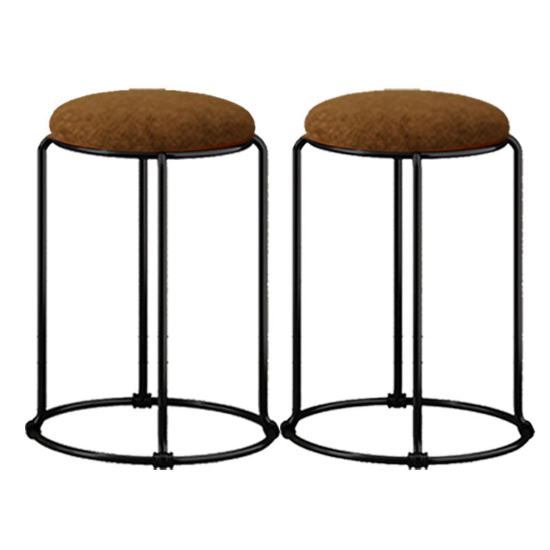 Modern Ottoman Velvet Upholstered Tear Resistant Round Ottoman with Chair Legs Tan 2 Piece Set Clearhalo 'furn' 'furn_ottomans_poufs' 'Furniture' 'Living Room Furniture' 'Ottomans & Poufs' 'ottomans_poufs' 6033685