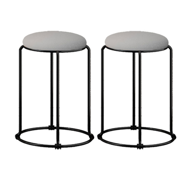 Modern Ottoman Velvet Upholstered Tear Resistant Round Ottoman with Chair Legs Gray 2 Piece Set Clearhalo 'furn' 'furn_ottomans_poufs' 'Furniture' 'Living Room Furniture' 'Ottomans & Poufs' 'ottomans_poufs' 6033686