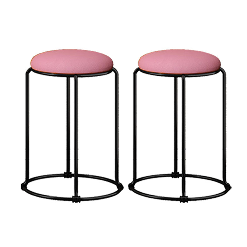 Modern Ottoman Velvet Upholstered Tear Resistant Round Ottoman with Chair Legs Pink 2 Piece Set Clearhalo 'furn' 'furn_ottomans_poufs' 'Furniture' 'Living Room Furniture' 'Ottomans & Poufs' 'ottomans_poufs' 6033687