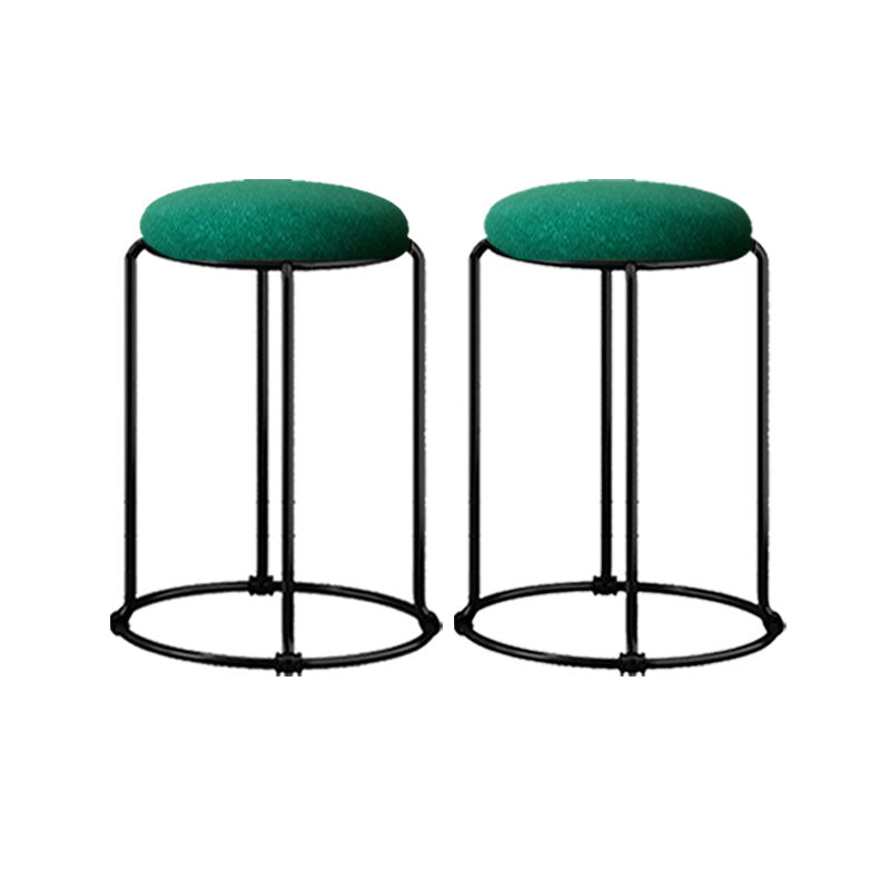 Modern Ottoman Velvet Upholstered Tear Resistant Round Ottoman with Chair Legs Green 2 Piece Set Clearhalo 'furn' 'furn_ottomans_poufs' 'Furniture' 'Living Room Furniture' 'Ottomans & Poufs' 'ottomans_poufs' 6033688