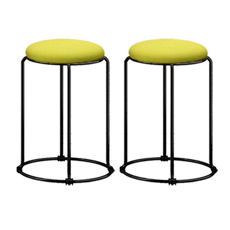 Modern Ottoman Velvet Upholstered Tear Resistant Round Ottoman with Chair Legs Yellow Green 2 Piece Set Clearhalo 'furn' 'furn_ottomans_poufs' 'Furniture' 'Living Room Furniture' 'Ottomans & Poufs' 'ottomans_poufs' 6033689