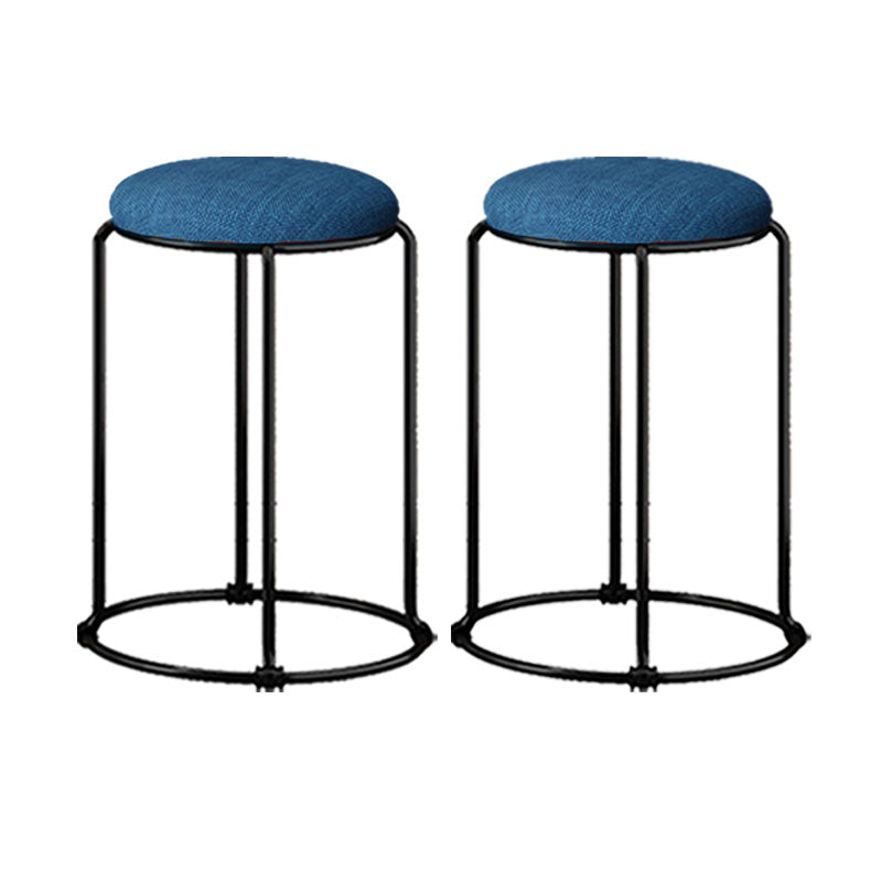 Modern Ottoman Velvet Upholstered Tear Resistant Round Ottoman with Chair Legs Lake Blue 2 Piece Set Clearhalo 'furn' 'furn_ottomans_poufs' 'Furniture' 'Living Room Furniture' 'Ottomans & Poufs' 'ottomans_poufs' 6033690