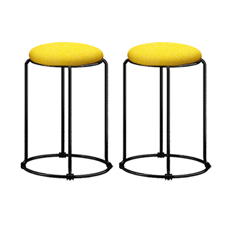 Modern Ottoman Velvet Upholstered Tear Resistant Round Ottoman with Chair Legs Yellow 2 Piece Set Clearhalo 'furn' 'furn_ottomans_poufs' 'Furniture' 'Living Room Furniture' 'Ottomans & Poufs' 'ottomans_poufs' 6033691