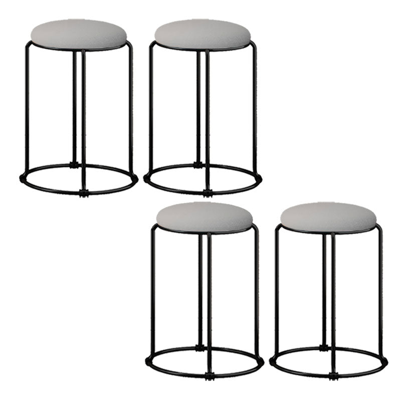 Modern Ottoman Velvet Upholstered Tear Resistant Round Ottoman with Chair Legs Gray 4 Piece Set Clearhalo 'furn' 'furn_ottomans_poufs' 'Furniture' 'Living Room Furniture' 'Ottomans & Poufs' 'ottomans_poufs' 6033692